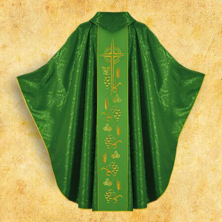 Chasuble verte avec ceinture brodée