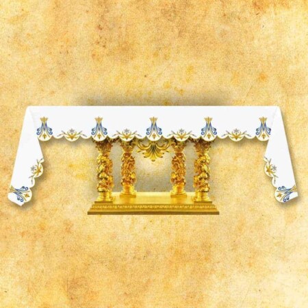 Nappe d’autel Maryjny avec broderie or-bleu