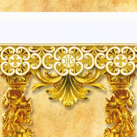 Nappe brodée dorée avec IHS