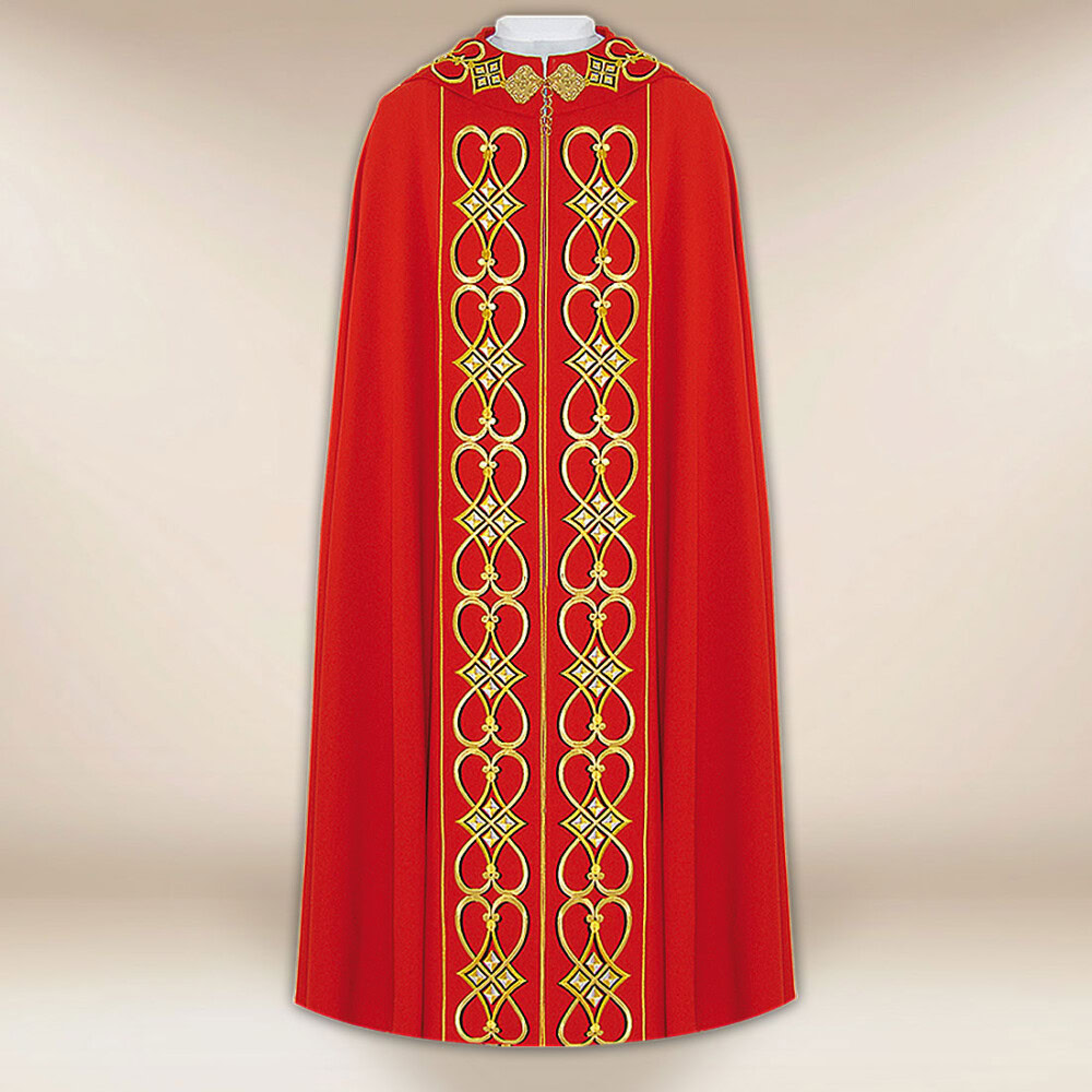 Chape liturgique rouge IHS