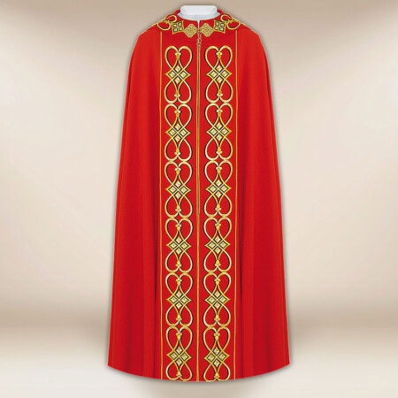 Chape liturgique rouge IHS
