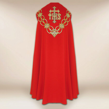 Chape liturgique rouge IHS