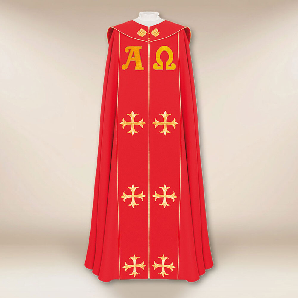 Chape brodée rouge Alfa Omega PX