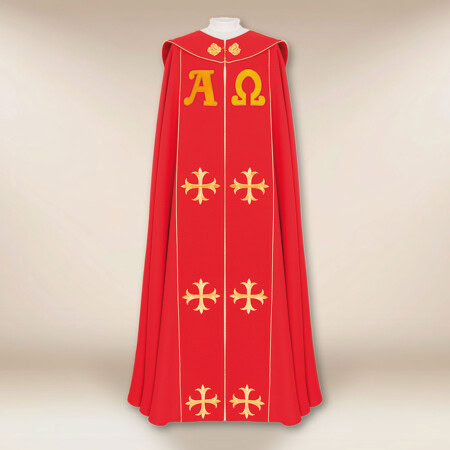 Chape brodée rouge Alfa Omega PX