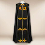 Chape liturgique noire Alpha Omega PX