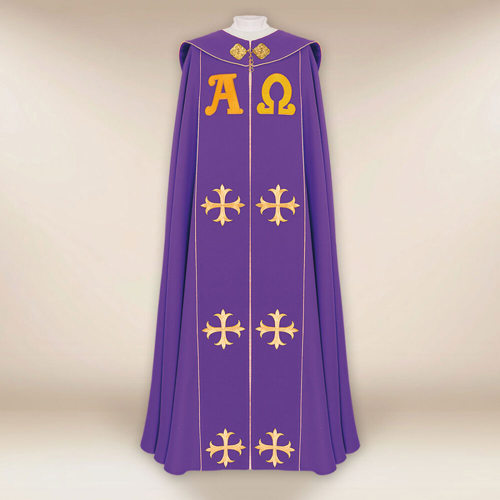 Chape brodée violette Alfa Omega PX