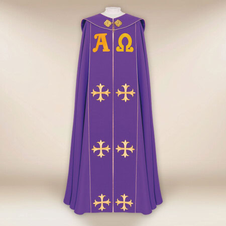 Chape brodée violette Alfa Omega PX