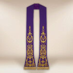 Étole liturgique brodée Croix violette