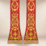 Étole liturgique brodée Croix rouge