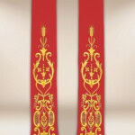 Étole liturgique brodée Croix rouge
