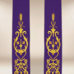 Étole liturgique brodée Croix violette