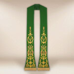 Étole liturgique brodée Croix verte