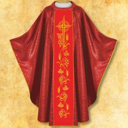 Chasuble rouge avec ceinture brodée