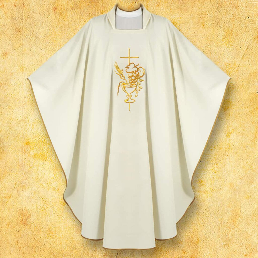 Chasuble brodée Calice écru