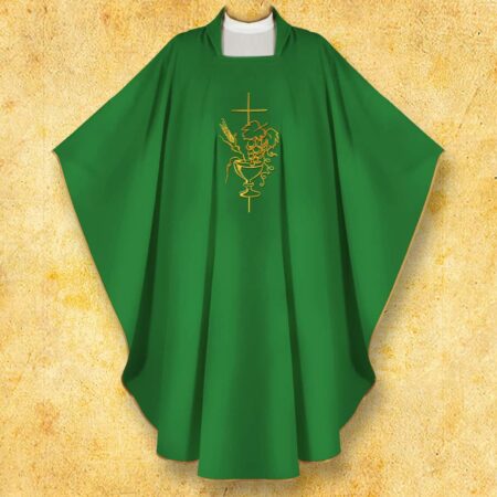 Chasuble brodée Calice verte