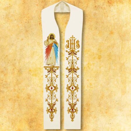 Étole liturgique avec l'image de Jésus Miséricordieux