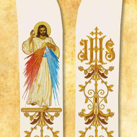 Étole liturgique avec l'image de Jésus Miséricordieux