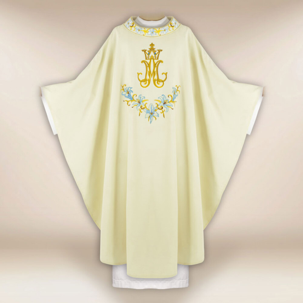 Chasuble liturgique avec motif marial