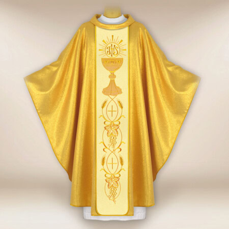Chasuble dorée brodée calice IHS