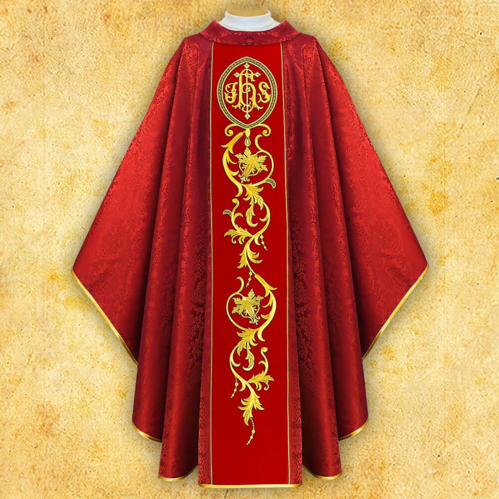 Chasuble Rouge avec Ceinture Brodée
