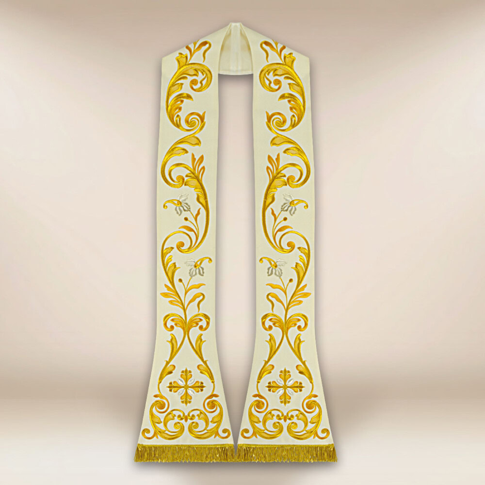 Étole brodée romaine avec croix