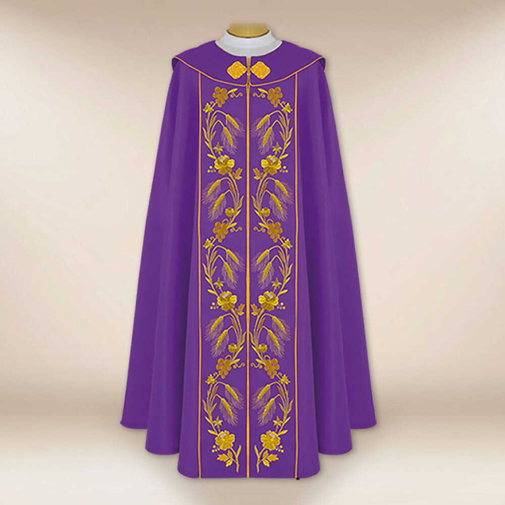 chape brodée IHS violette