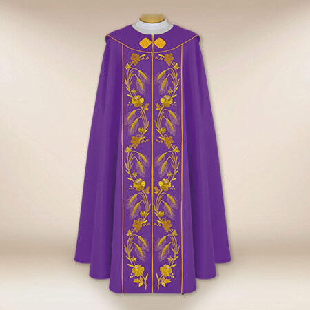 chape brodée IHS violette