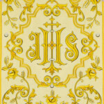 Chasuble brodée romaine écrue avec IHS