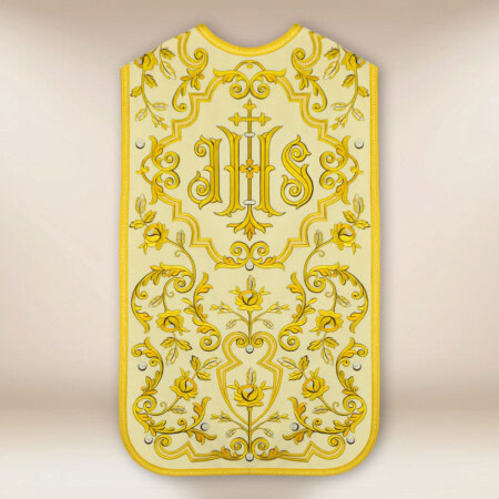 Chasuble brodée romaine écrue avec IHS