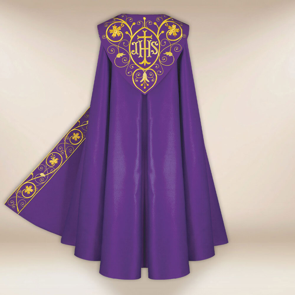 Chape Chape liturgique brodée violette IHS