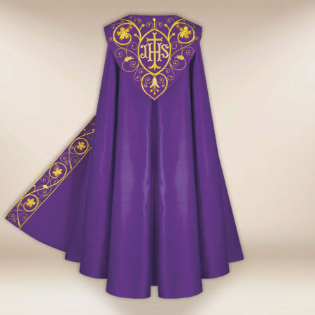 Chape Chape liturgique brodée violette IHS