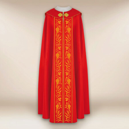 Chape liturgique brodée rouge IHS