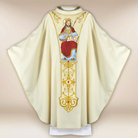 Chasuble liturgique avec Jésus Christ Roi
