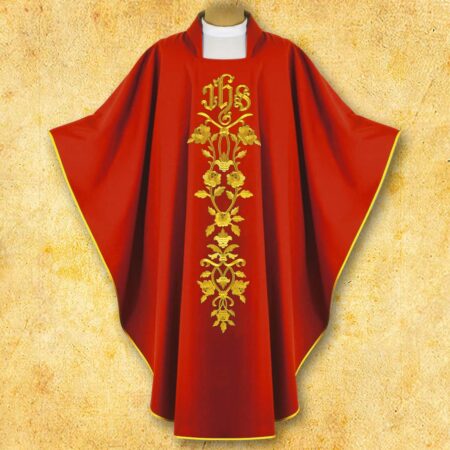 Chasuble brodée IHS avec des Roses