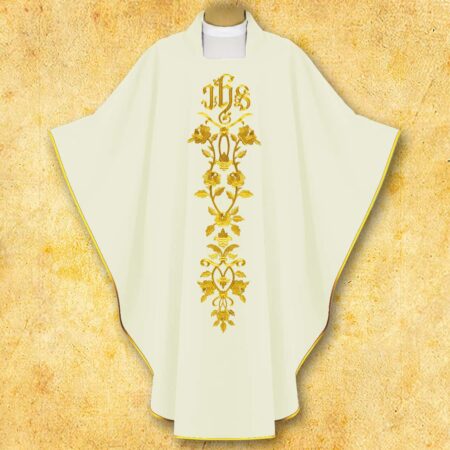 Chasuble brodée IHS avec des Roses