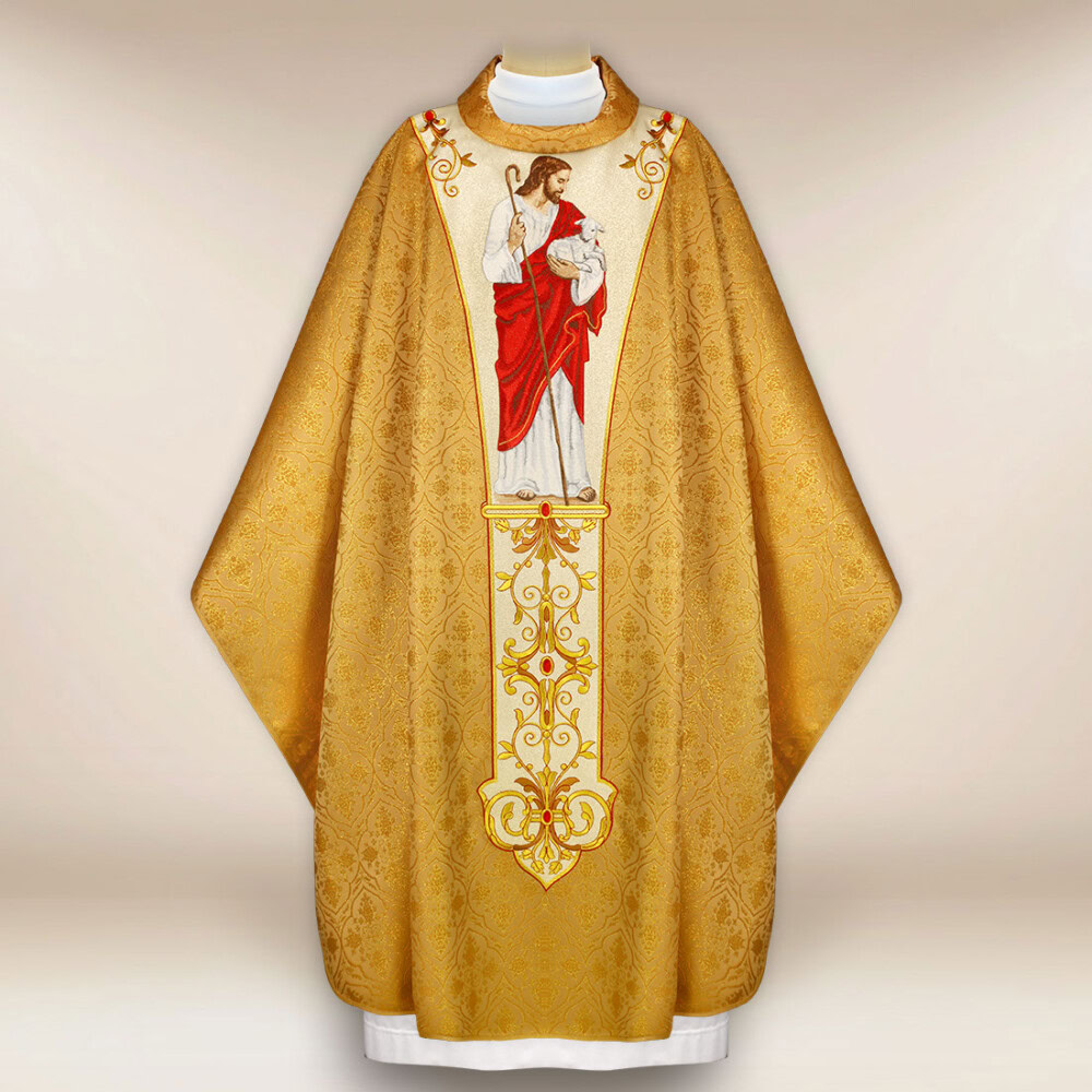 Chasuble brodée Jésus Bon Pasteur