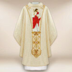 Chasuble liturgique Jésus Bon Pasteur brodée
