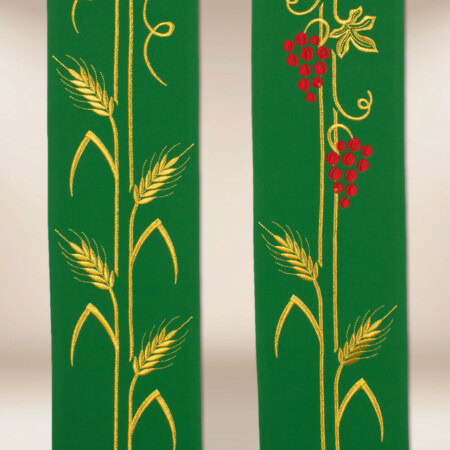 Étole brodée Alpha et Oméga verte