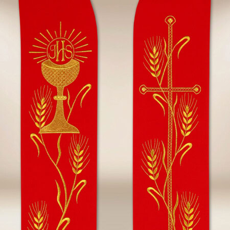 Étole brodée Calice avec épis de blé rouge