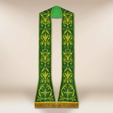 Étole romaine brodée verte