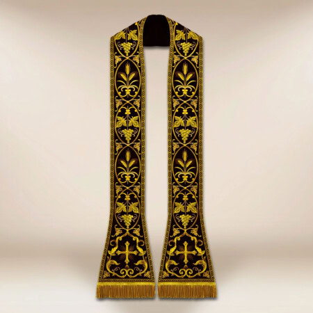Étole romaine brodée liturgique noire
