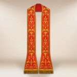Étole liturgique romaine brodée rouge