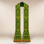 Étole romaine brodée liturgique verte