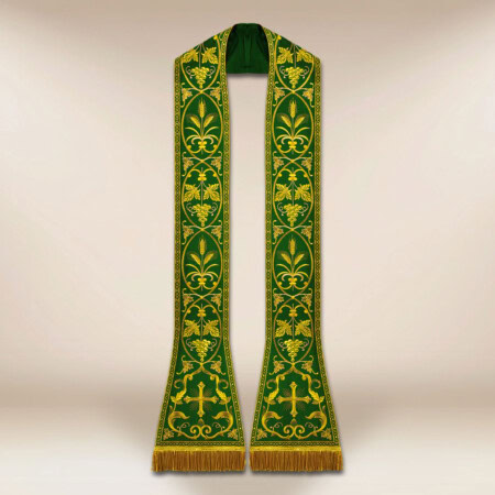 Étole romaine brodée liturgique verte
