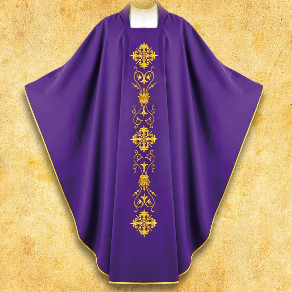 Chasuble brodée Krzyżyki violette