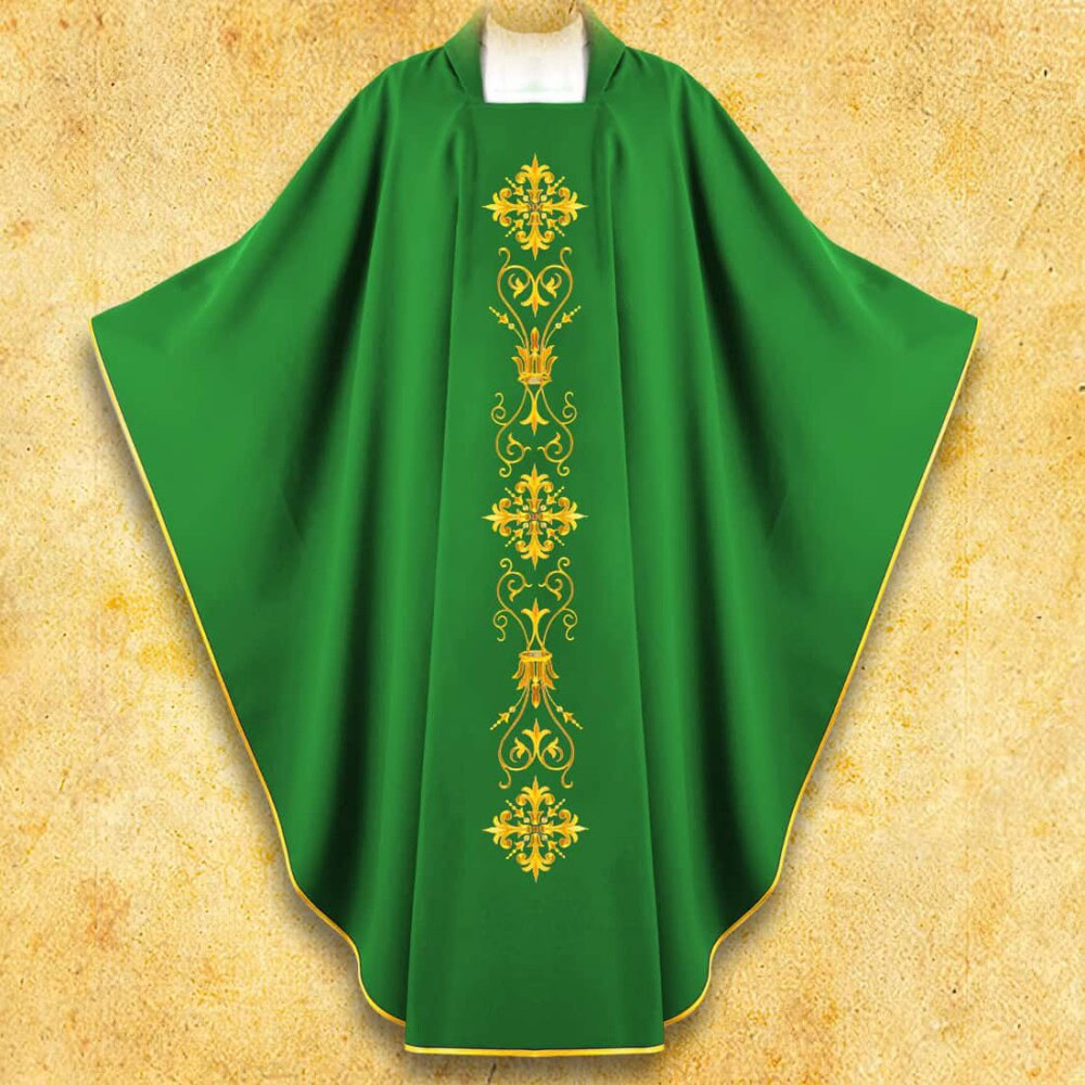 Chasuble brodée Croix verte