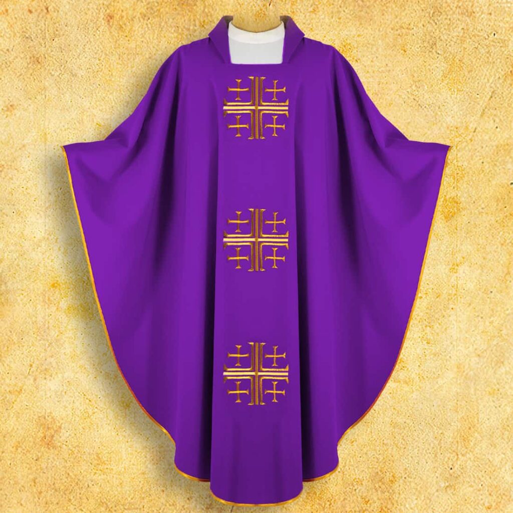 Chasuble brodée Croix de Jérusalem