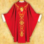 Chasuble brodée rouge Bł. Jerzy Popiełuszko