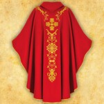 Chasuble brodée rouge Bł. Jerzy Popiełuszko