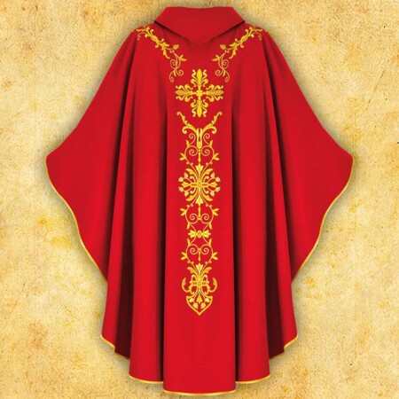 Chasuble brodée rouge Bł. Jerzy Popiełuszko